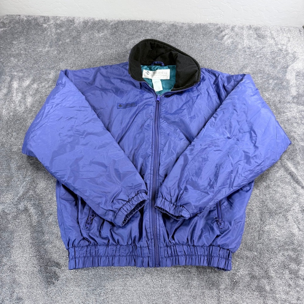 Vintage Columbia Purple PrimaLoft Puffer Jacket Mens XL Teal Lining 90s Bomber